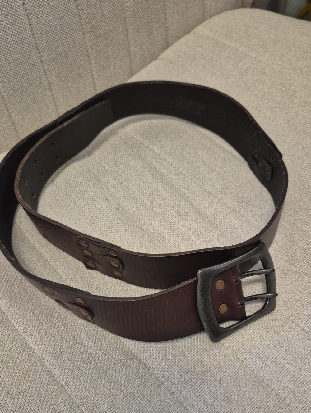 Vintage Brown Studded Leather Belt Boho Y2K Festival Low Rise